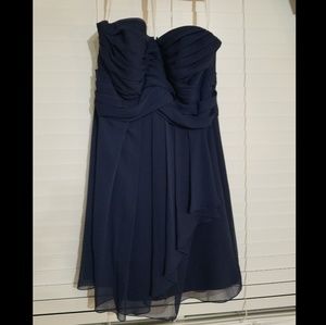 SHORT CRINKLE CHIFFON DRESS WITH FRONT CASCADE